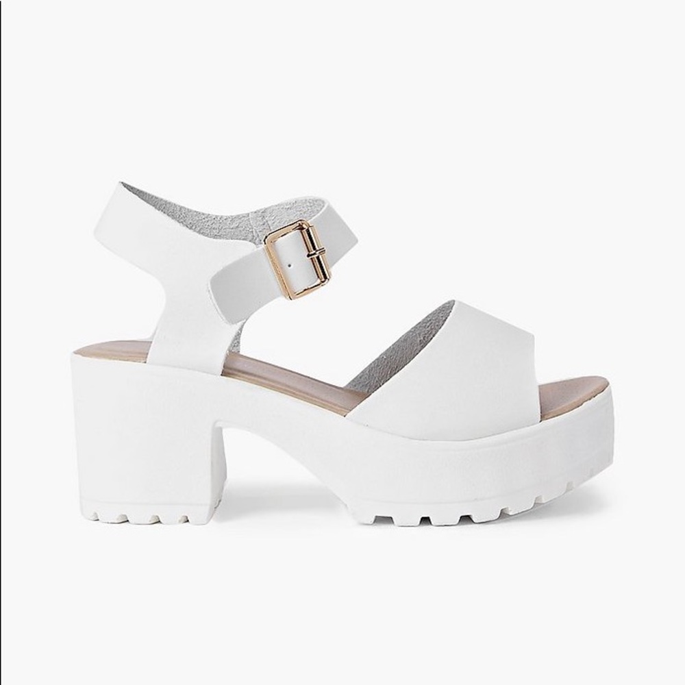 White chunky heels